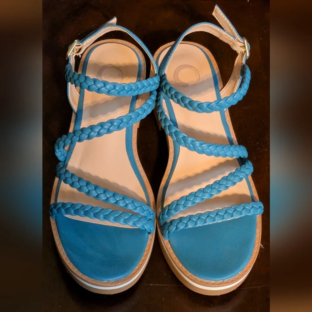 Journee Collection Blue Braided Strap Sandals. Size 7.5. - Picture 1 of 8